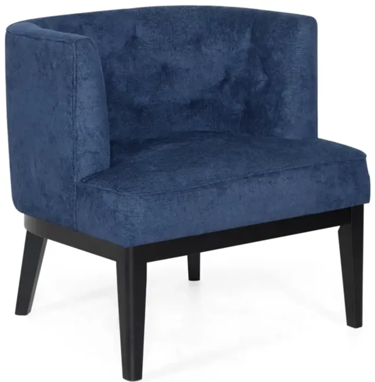 Addy Accent Chair, Black Rubberwood, Navy Blue Diamond Stitch Fabric - Benzara