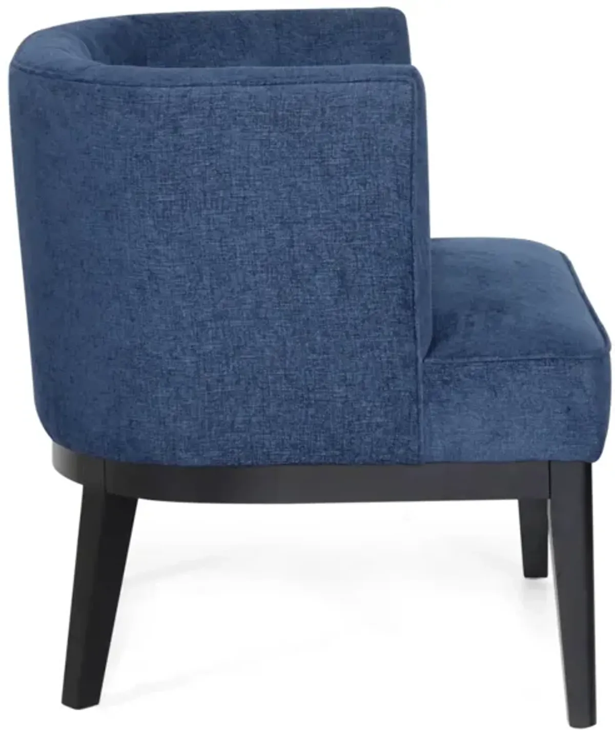 Addy Accent Chair, Black Rubberwood, Navy Blue Diamond Stitch Fabric - Benzara