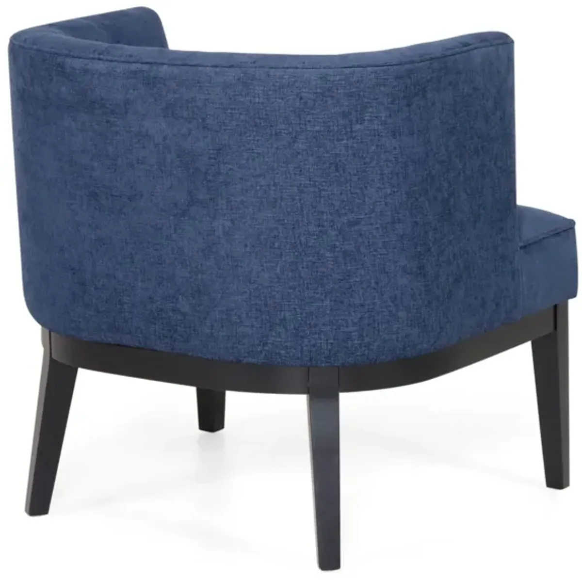 Addy Accent Chair, Black Rubberwood, Navy Blue Diamond Stitch Fabric - Benzara