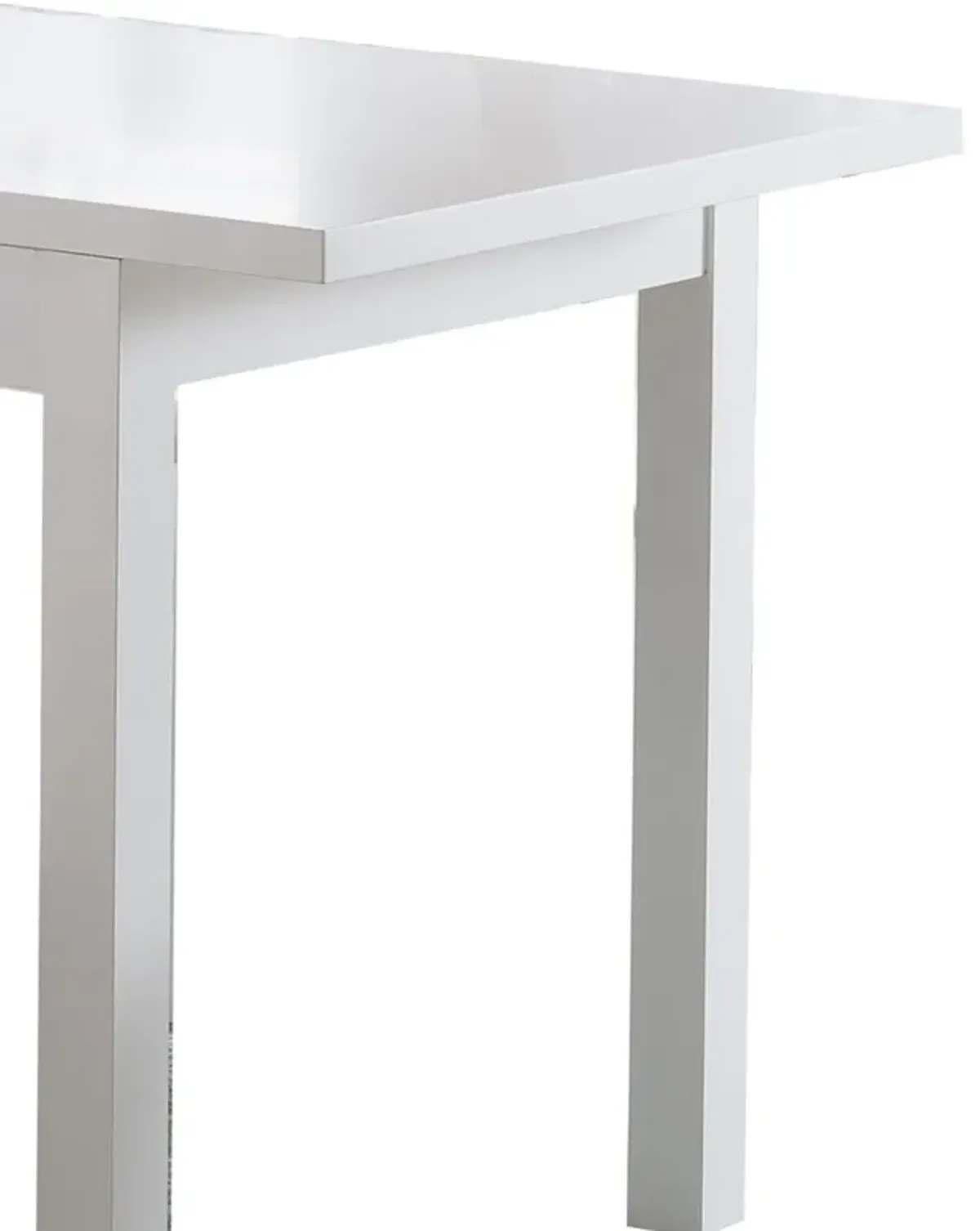 Rectangular Wooden Frame Dining Table with Straight Legs, Glossy White-Benzara