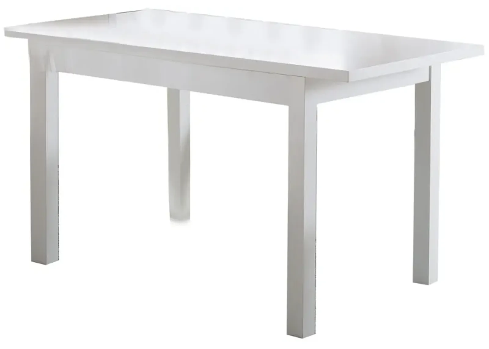 Rectangular Wooden Frame Dining Table with Straight Legs, Glossy White-Benzara