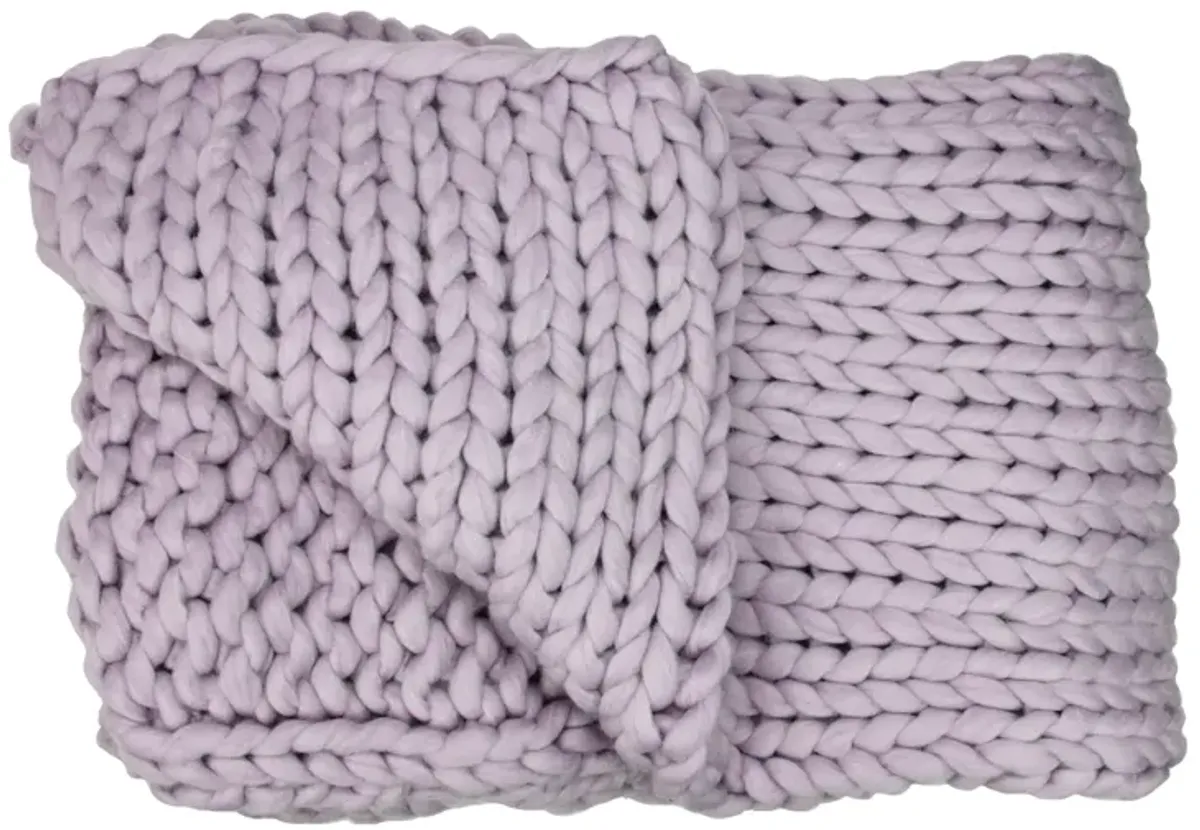 Light Purple Cable Knit Plush Throw Blanket 50 x 60