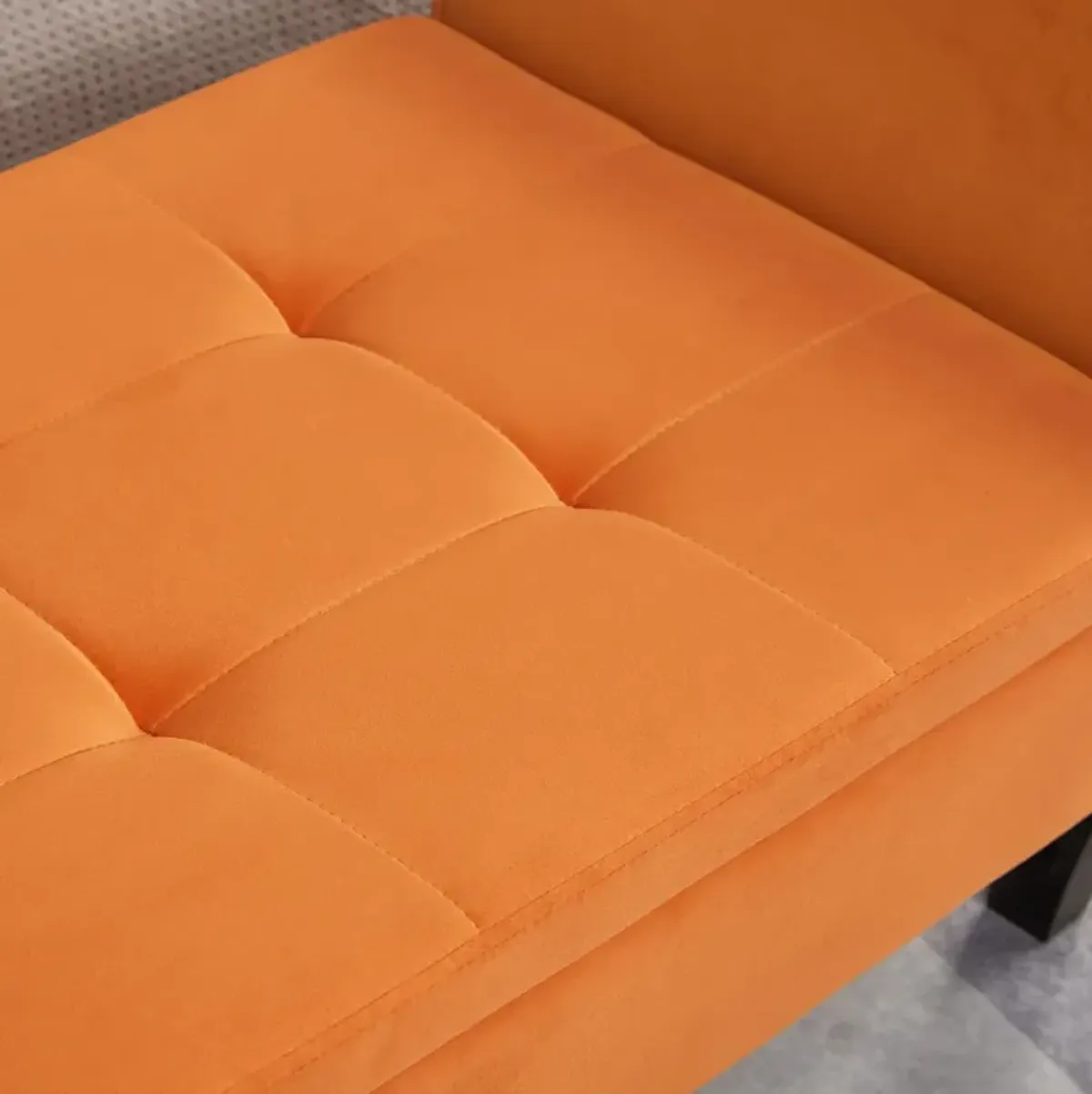 51.5" Bed Bench With Storage Orange Velvet