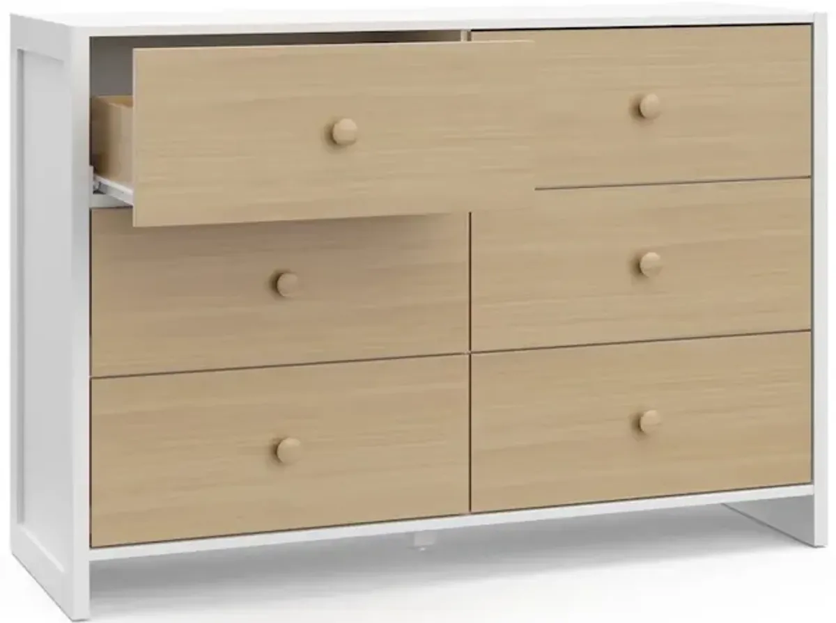 Storkcraft Calabasas 6 Drawer Dresser (White with Driftwood)