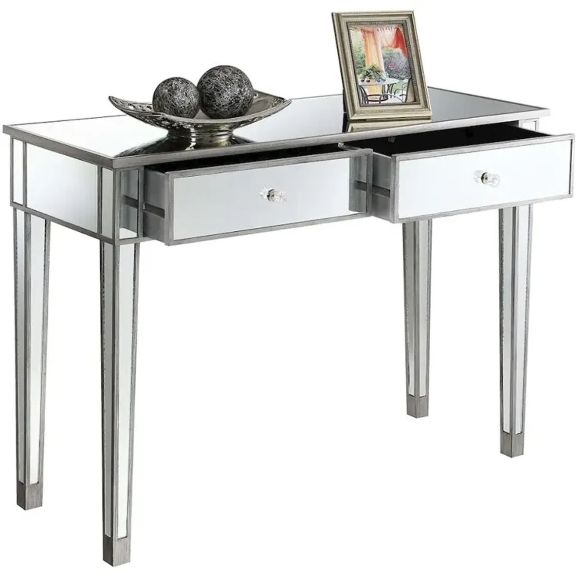 Convience Concept, Inc. Gold Coast Mirrored 2 Drawer Desk/Console Table