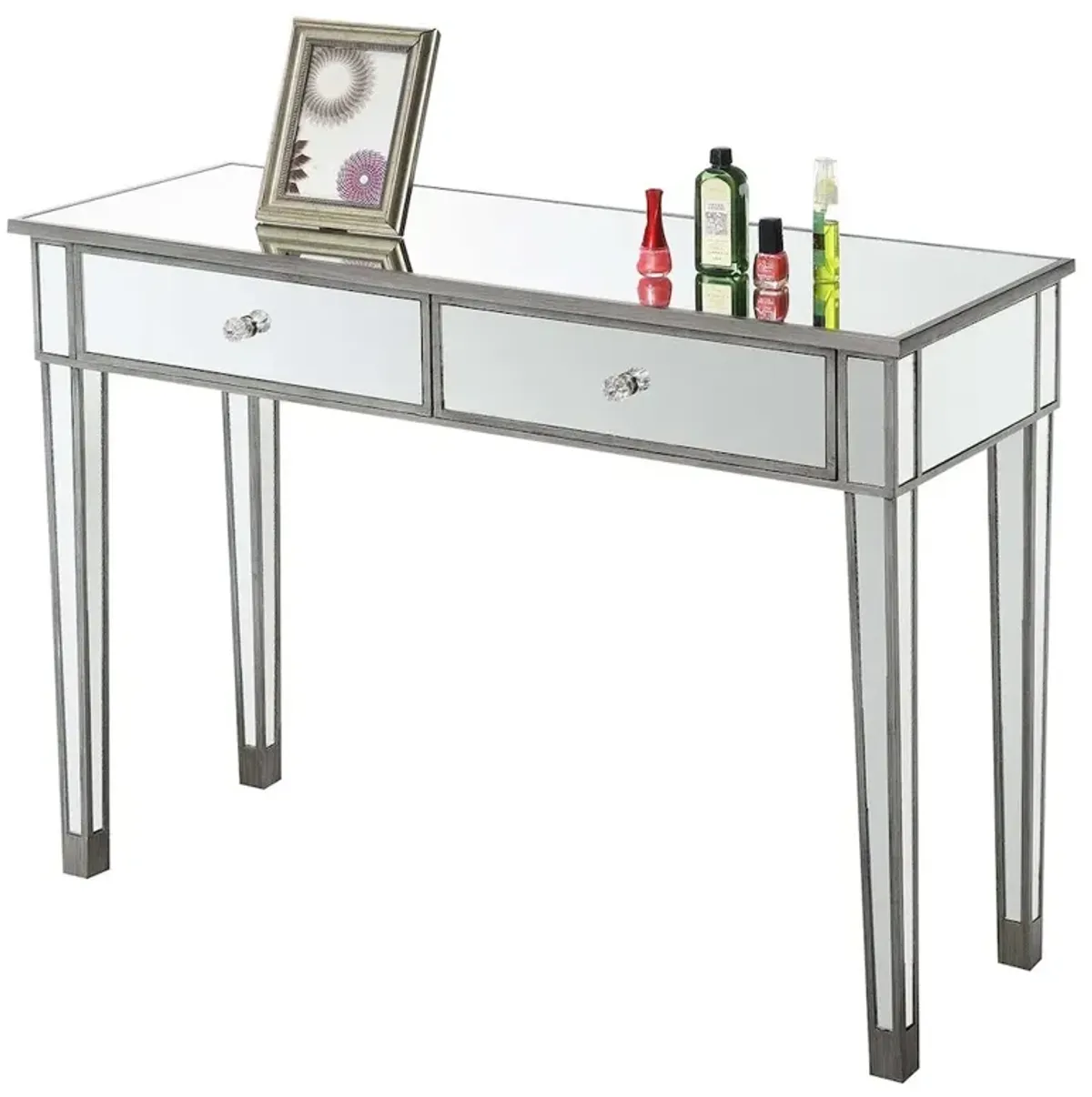 Convience Concept, Inc. Gold Coast Mirrored 2 Drawer Desk/Console Table