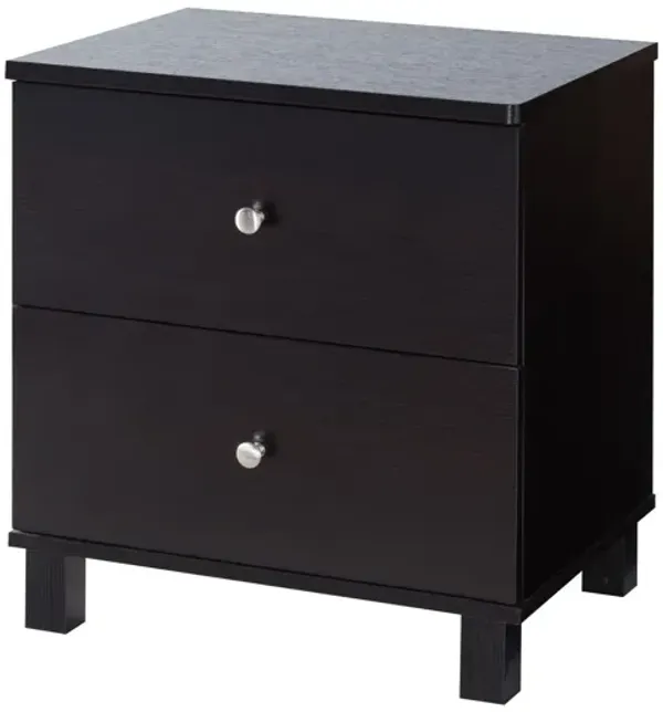 Red Cocoa Nightstand with 2 Drawers on Metal Glides