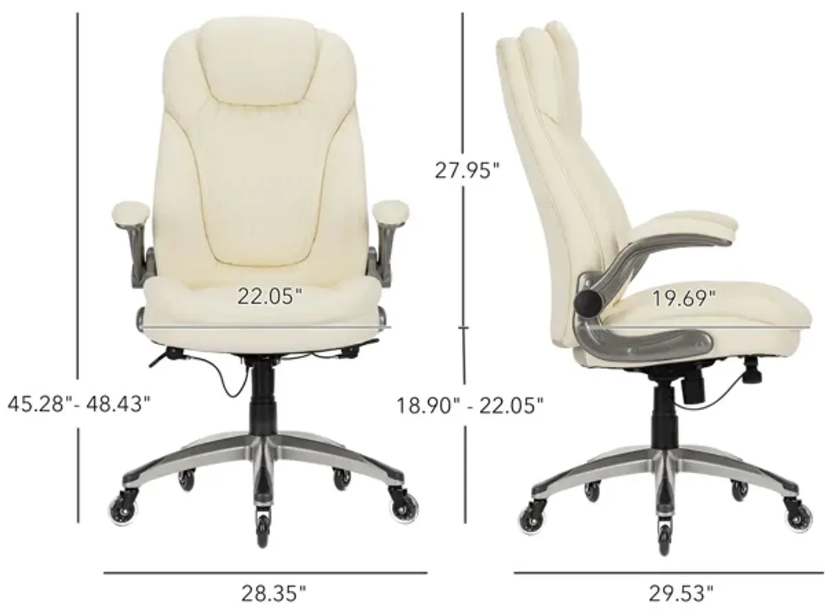 High Back Executive PU Leather Office Chair With Blade Wheels, Adjustable Height, Rocking Tension