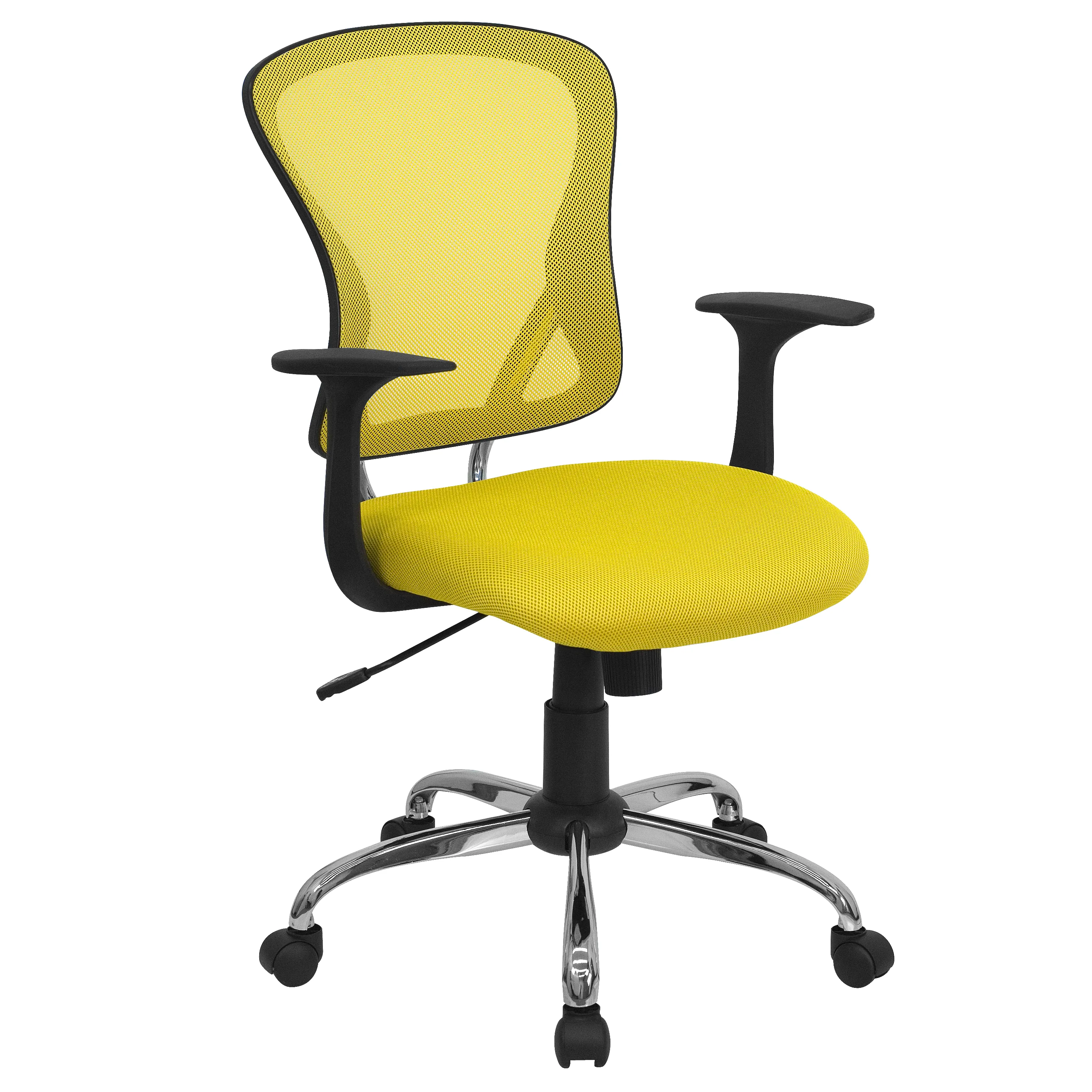 Alfred Mid-Back Blue Mesh Swivel Task Office Chair with Chrome Base and Arms