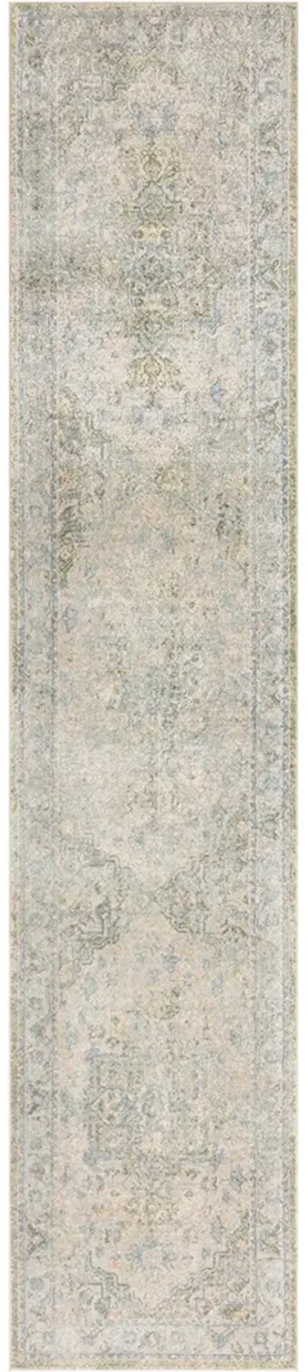 Astra Machine Washable ASW12 Blue/Green 2'2" x 10' Rug