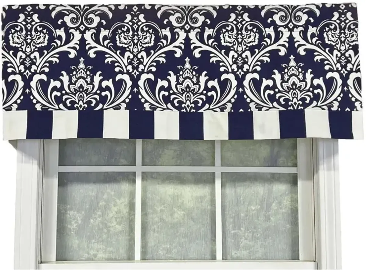 Ozbourne Style Banded 3" Rod Pocket Valance 50" x 16" Navy by RLF Home