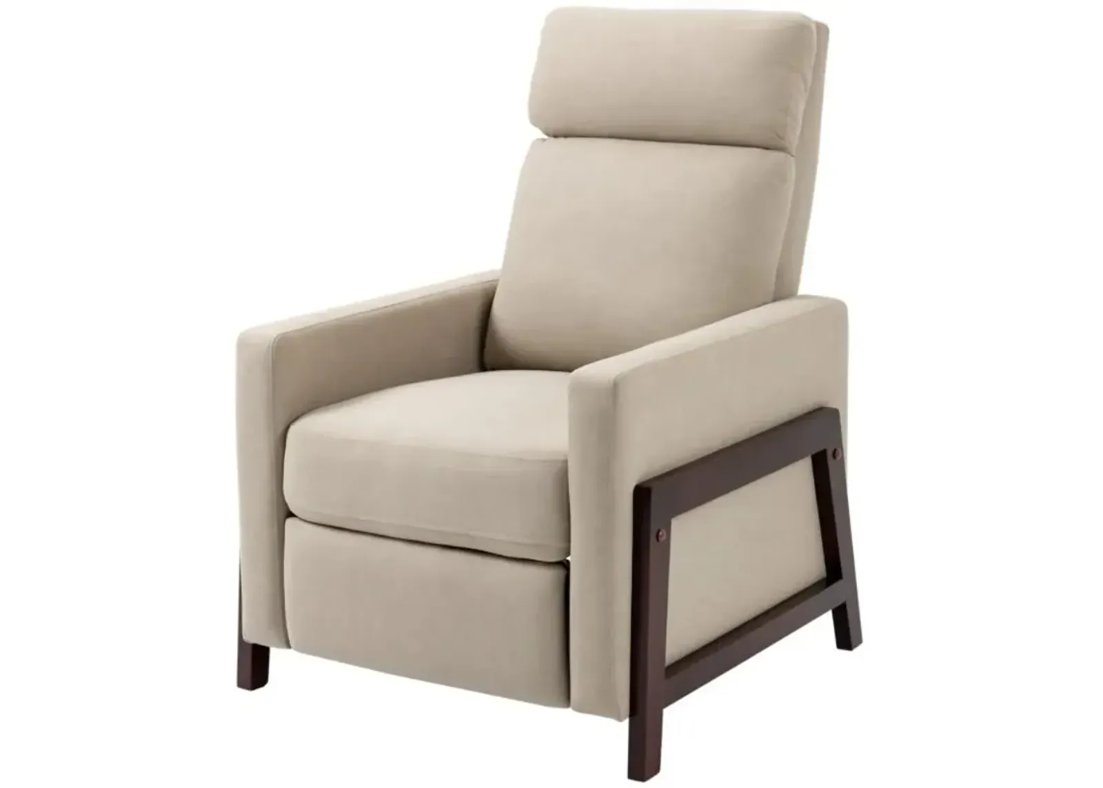 Modern Upholstered Manual Reclining Sofa Chair w/ Armrest and Footrest