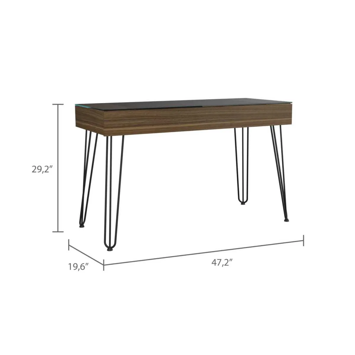 Posey 1-Drawer Rectangle Writing Desk With Hairpin Legs Mahogany 2