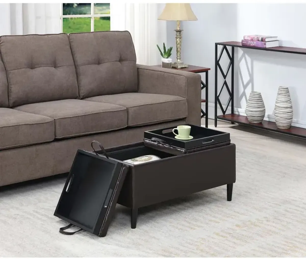 Convience Concept, Inc. Designs4Comfort Magnolia Storage Ottoman with Trays