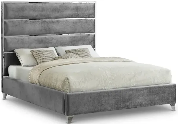 Meridian Furniture Zuma Grey Velvet King Bed