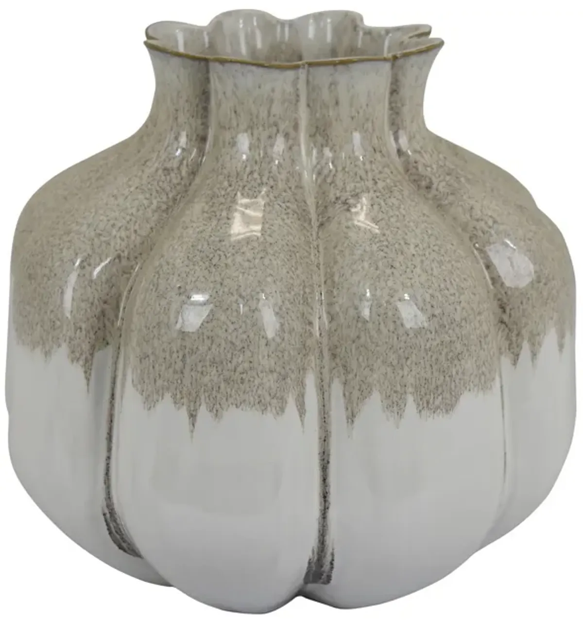 Roxy Rounded Vase with Scalloped Rim, Multi Colored Ceramic 11 Inch - Benzara