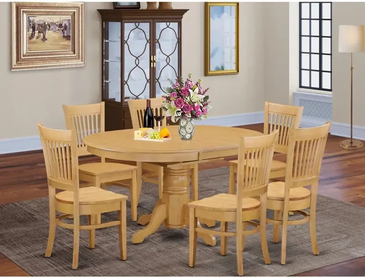 East West Furniture 7  PC  Dining  room  set  for  6-Table  with  Leaf  and  6  Dining  Chairs.