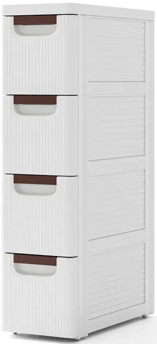 Drawer Rolling Organizer Unit Narrow Storage Cabinet with Built-In Wheels for Small Space