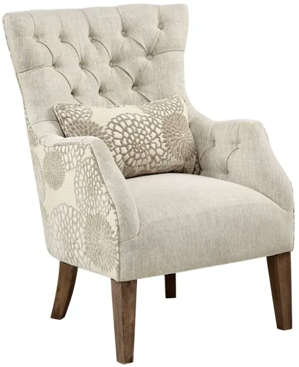 Gracie Mills Luigi Upholstered Accent Chair with Back Pillow