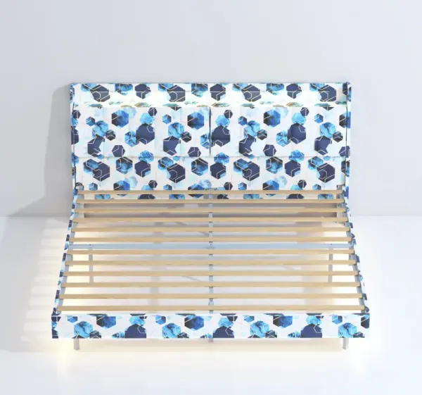 MONDAWE King Floating Bed Frame with LED Light and Charging Station with Headboard and Hidden Storage Space