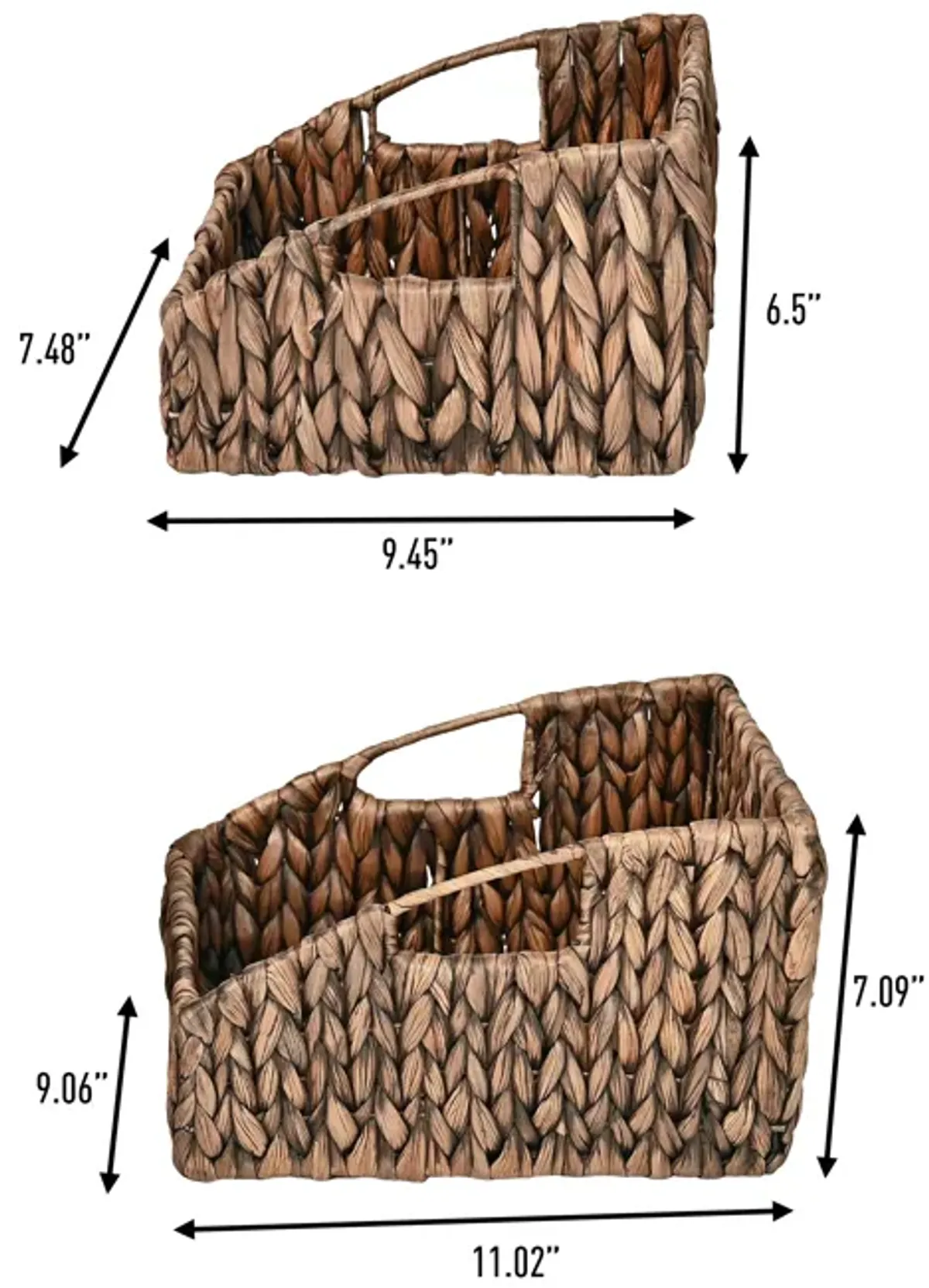 Havanah Southwestern Handwoven Hyacinth Slanted Pantry Baskets with Handles