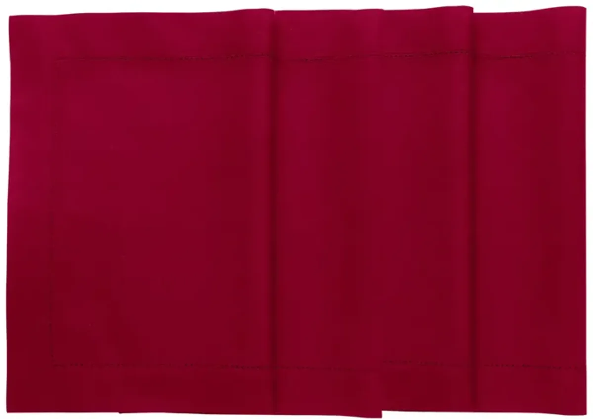 Solino Home Cotton Linen Placemats 14 x 19 Inch Set of 4 - Cotton Linen Hemstitch