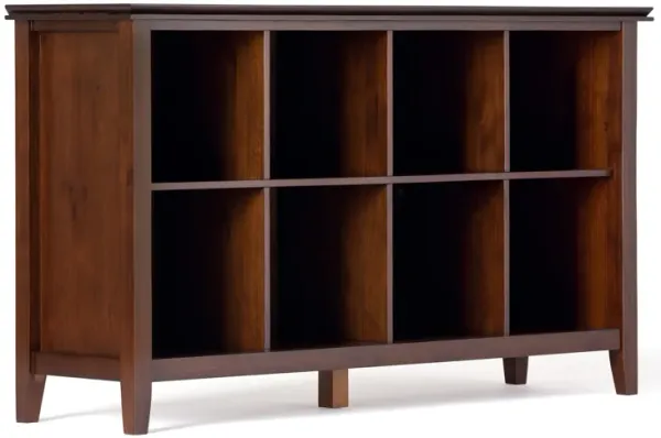 Artisan SOLID WOOD 57 inch Wide Transitional 8 Cube Storage Sofa Table in Russet Brown