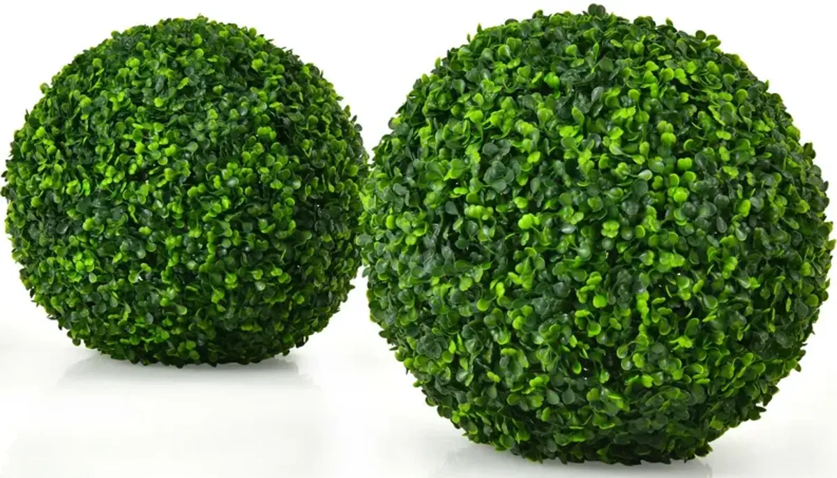 2 Pieces Artificial Boxwood Topiary Ball Tree Set