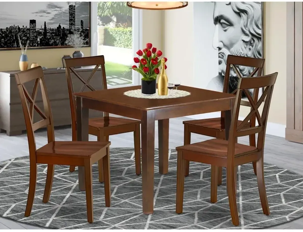 East West Furniture Dining Room Set Mahogany, OXBO5-MAH-W