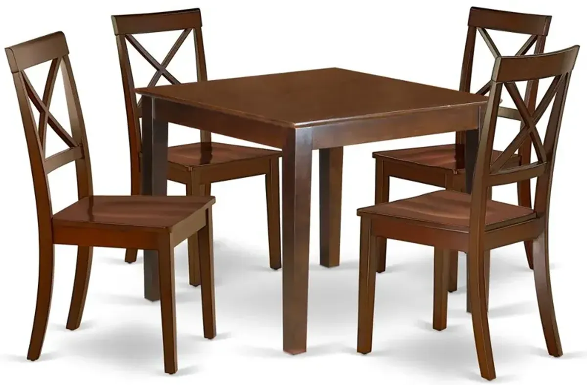 East West Furniture Dining Room Set Mahogany, OXBO5-MAH-W