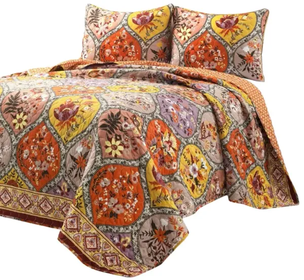 Floral Lightweight Cotton 3-Piece Quilt Set for Bedroom Comfort and Decor