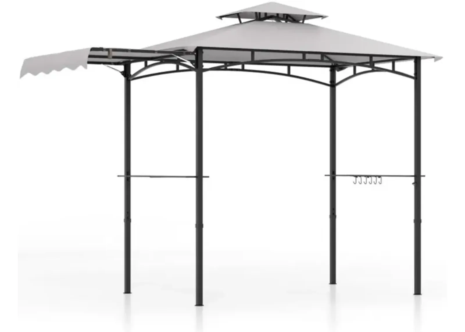 Hivvago 11 x 5 FT Grill Gazebo with Side Awning and Double-Tiered Top-Gray