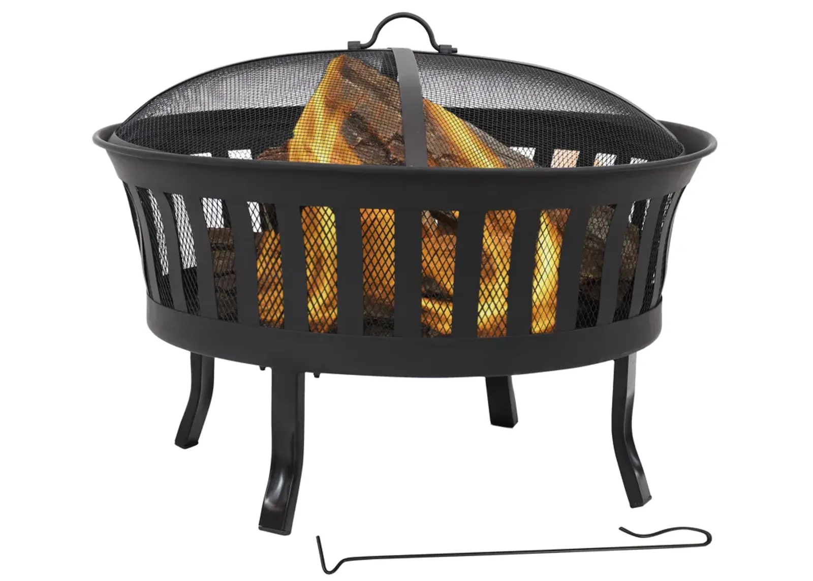 Sunnydaze 25 in Steel Wood-Burning Fire Pit with Mesh Stripe Cutouts