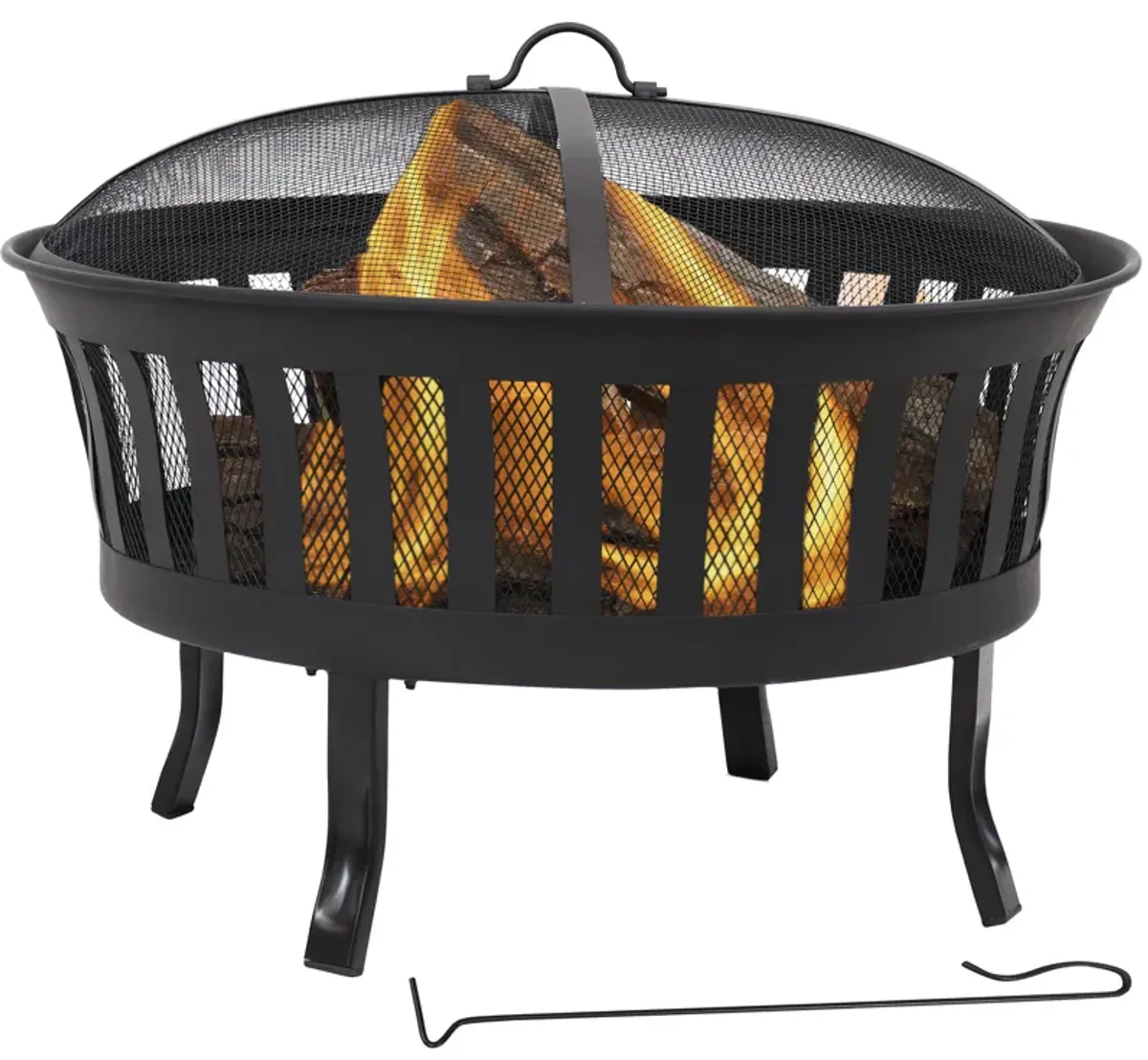 Sunnydaze 25 in Steel Wood-Burning Fire Pit with Mesh Stripe Cutouts