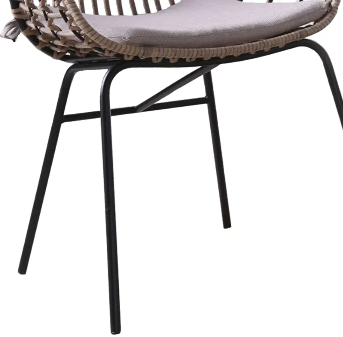 Niya Patio Chair Set of 2, Black Steel, Gray, Brown Outdoor Rattan Wicker