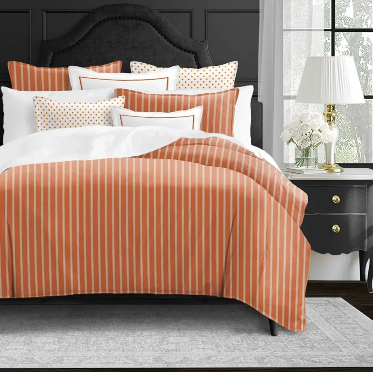 6ix Tailors Fine Linens Skipper Tangerine Duvet Cover Set