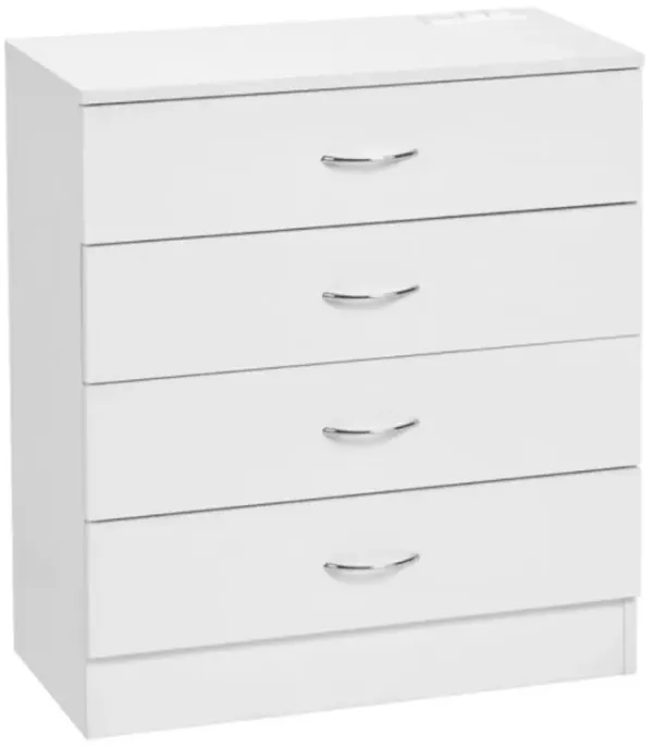 Wood 4-Drawer Nightstand with USB Ports & Outlet, Simple Storage Dresser for Bedroom
