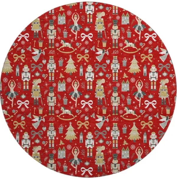 Merry & Bright MY29 Red 8' Round Rug