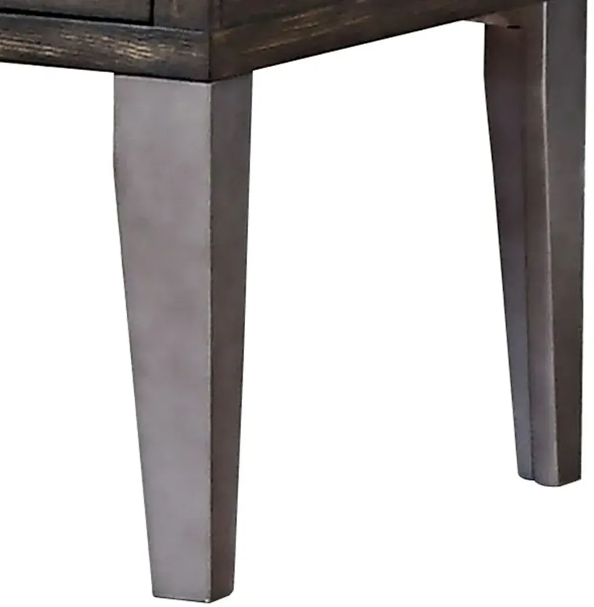 1 Drawer Wooden End Table with Metal Angled Legs, Brown-Benzara