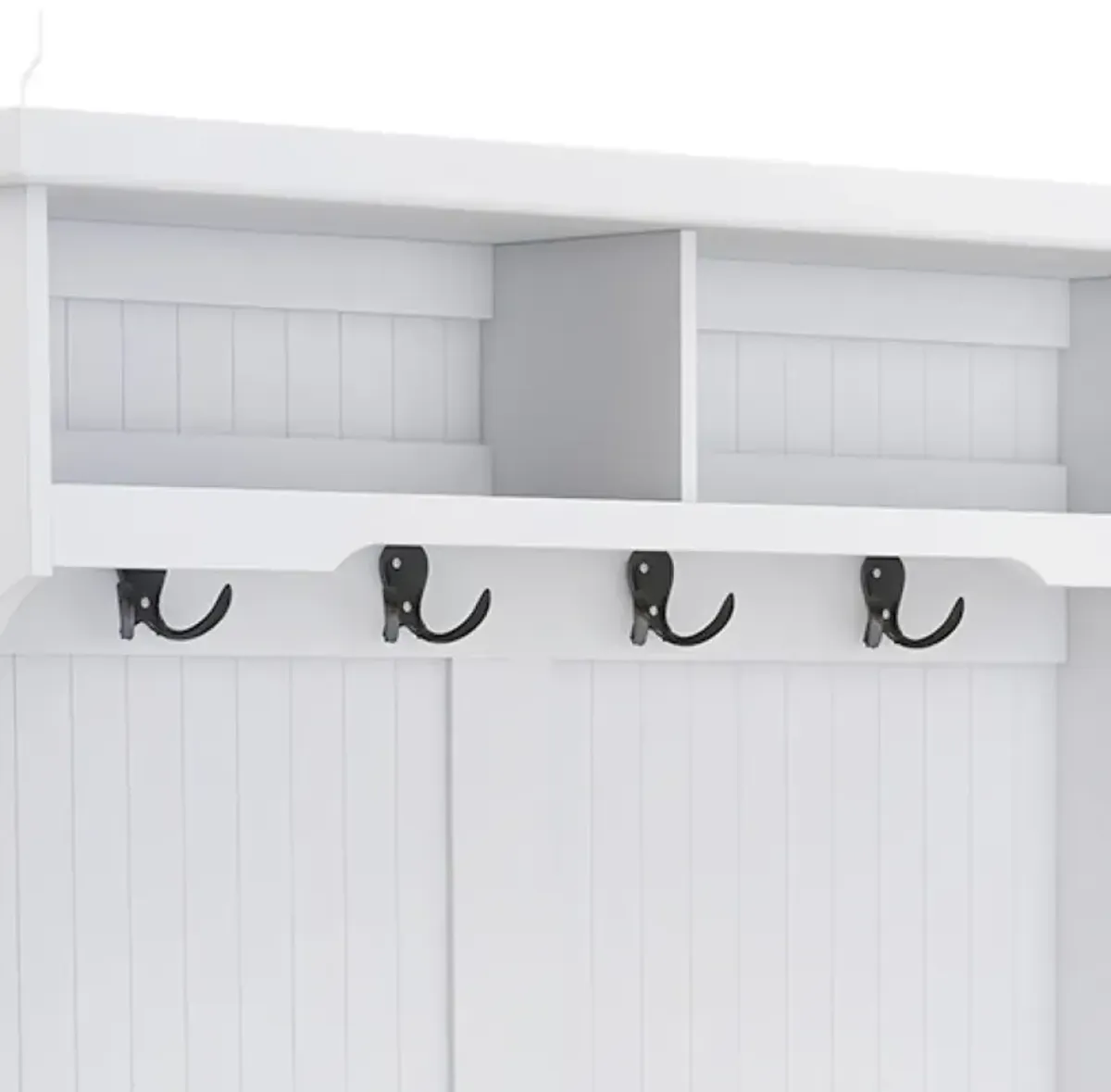 Entryway Hall Tree With Coat Rack 4 Hooks And Storage Bench Shoe Cabinet White