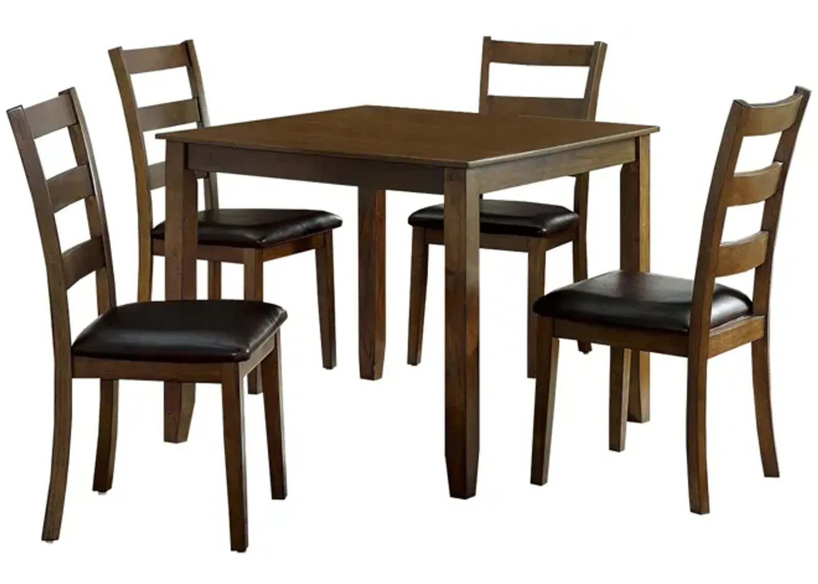 5 Piece Dining Table Set with Leatherette Seating, Brown-Benzara