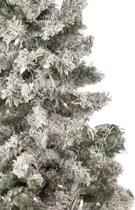 4.5' Pre-Lit Flocked Pine Medium Artificial Christmas Tree - Clear Lights