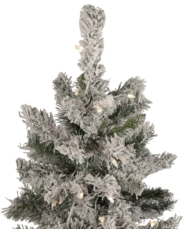 4.5' Pre-Lit Flocked Pine Medium Artificial Christmas Tree - Clear Lights