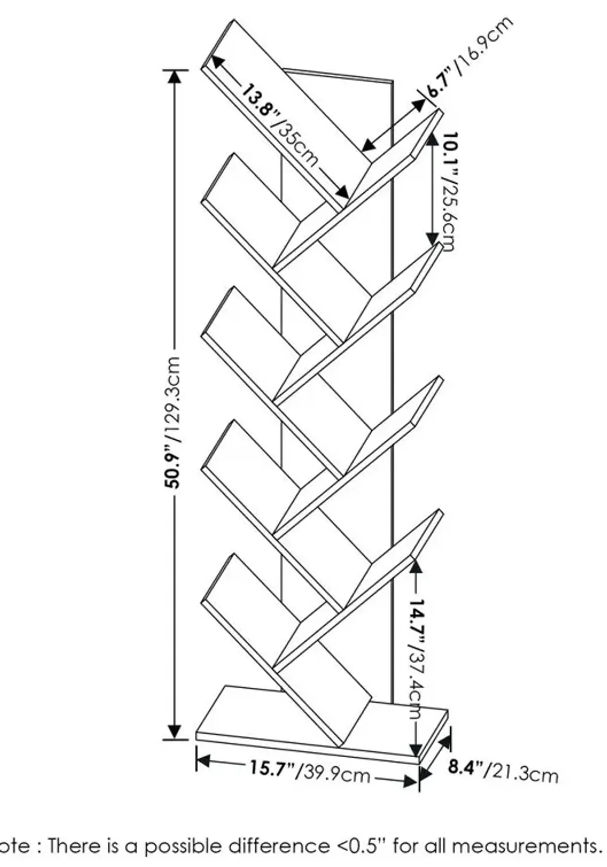 Tree Bookshelf 9-Tier Floor Standing Tree Bookcase, Espresso