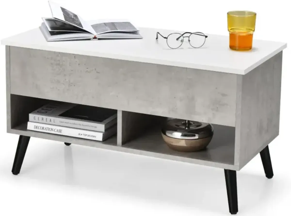 Hivvago 31.5 Inch Lift-Top Coffee Table with Hidden Storage and 2 Open Shelves