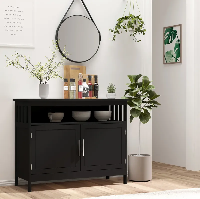 Wood Console Hutch with Multi-Tier Shelf and 2 Layer Cabinet for Dining Room