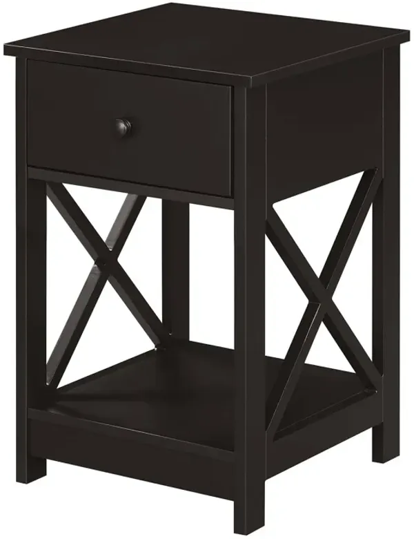Convenience Concepts Oxford 1-Drawer End Table with Shelf, 15.75 in x 15.75 in x 24 in, Espresso