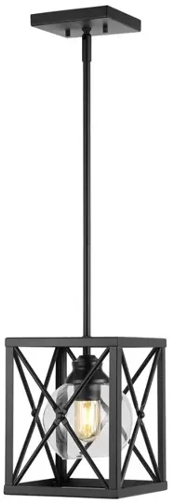 Amara 1-Light Industrial Farmhouse Iron/Glass LED Pendant