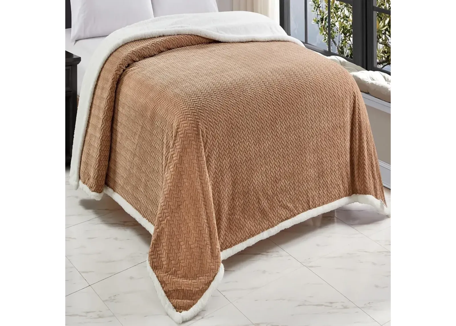 Jacquard Sherpa Microplush Soft Premium Microplush, Braided Oversized All Season Blanket