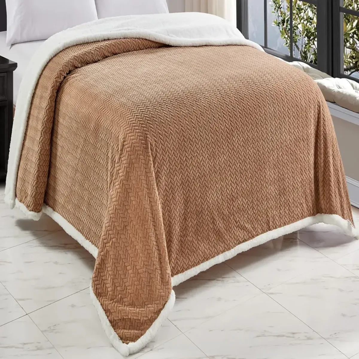 Jacquard Sherpa Microplush Soft Premium Microplush, Braided Oversized All Season Blanket